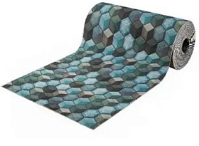 Коврик-дорожка Shahintex Digital Print "Куб" (16) сине-зеленый 120х1500 см, рул (18 м2) 